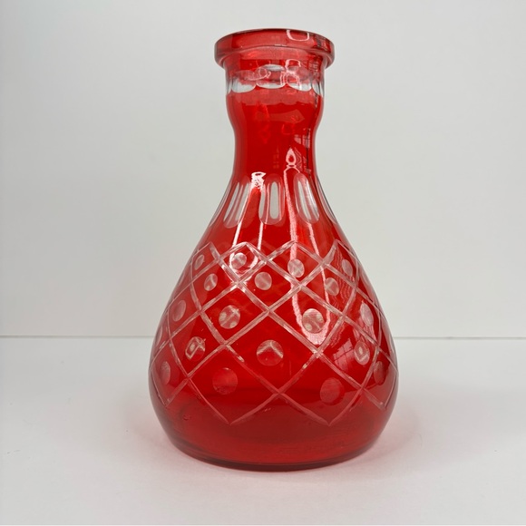 Vintage Red Cut to Clear Decanter Ruby
Base Bohemian Glass Art Vase - Picture 9 of 9